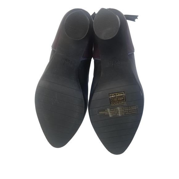 CAbi Bisset Color Block Pointed Toe Leather Booties Black Vino Size 11 - Picture 11 of 16